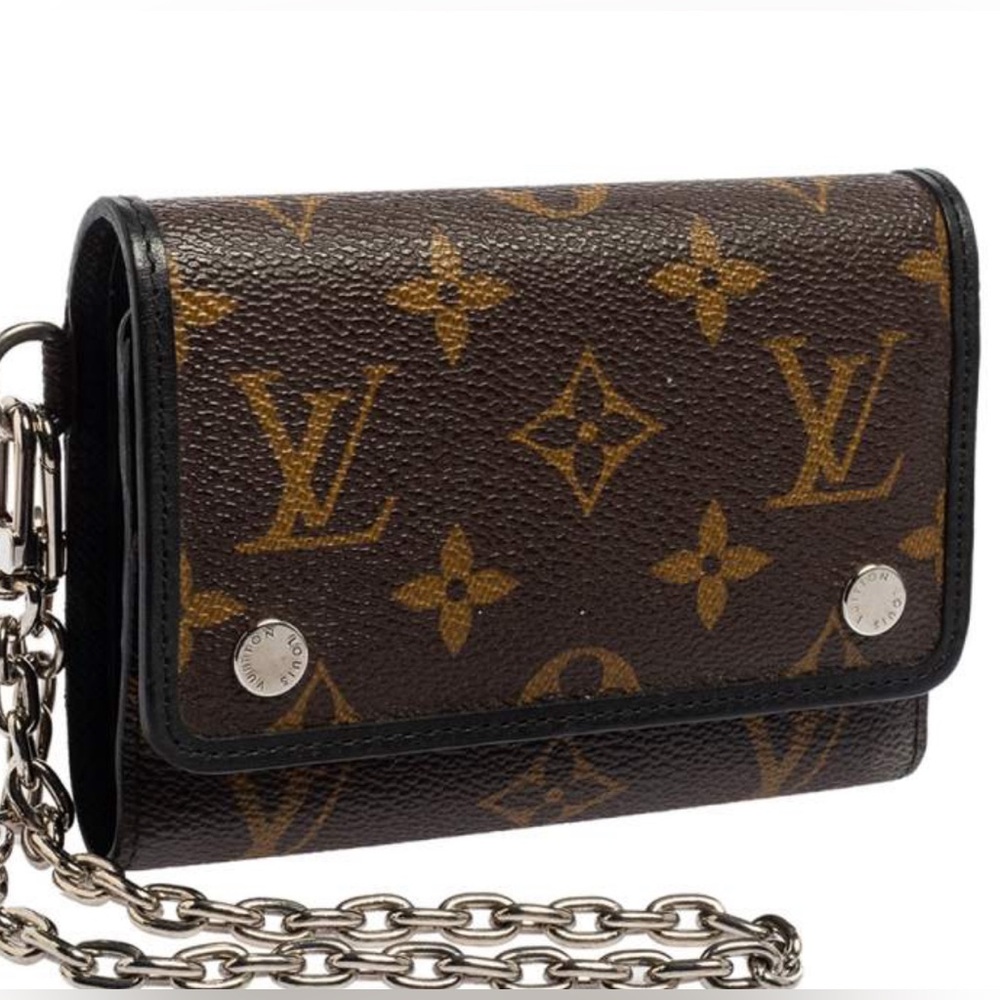 Louis Vuitton Monogram Canvas Portfolio Tri-fold Chain Macassar Wallet